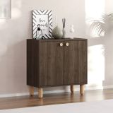Credenza Marrone Noce Marrone Rovere un Ripiano 2 Ante 72x36x73h cm, 2 Vani - Pontida