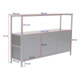 Credenza Marrone Noce Nero 2 Ripiani 3 Vani 120x30x77h cm, 3 Ante - Noda