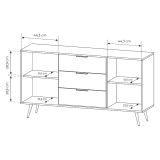 Credenza Marrone Noce Nero 3 Cassetti 2 Ripiani 154x40x87h cm, Apertura Battente, Scorrevole - Hahasasi