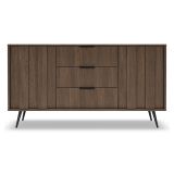 Credenza Marrone Noce Nero 3 Cassetti 2 Ripiani 154x40x87h cm, Apertura Battente, Scorrevole - Hahasasi