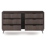 Credenza Marrone Noce Nero 6 Cassetti un Ripiano 163x38x81h cm, Apertura Scorrevole - Kaba