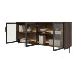 Credenza Marrone Noce Nero Antracite 2 Ripiani Apertura Battente 181x39x83h cm, 4 Ante - Hapa