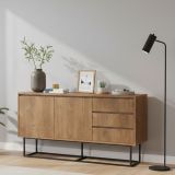 Credenza Marrone Noce Nero un Ripiano 4 Vani 140x36x72h cm, Peso Supportato 35 kg - Kuwait