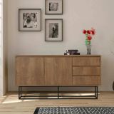 Credenza Marrone Noce Nero un Ripiano 4 Vani 140x36x72h cm, Peso Supportato 35 kg - Kuwait
