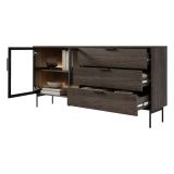 Credenza Marrone Noce Trasparente 3 Cassetti un Ripiano 181x39x83h cm, Apertura Battente, Scorrevole - Hara