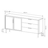 Credenza Marrone Noce Trasparente 3 Cassetti un Ripiano 181x39x83h cm, Apertura Battente, Scorrevole - Hara