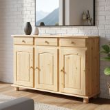 Credenza Marrone Quercia 3 Cassetti un Ripiano 130x43x87h cm, 6 Vani - Gragnano