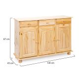 Credenza Marrone Quercia 3 Cassetti un Ripiano 130x43x87h cm, 6 Vani - Gragnano