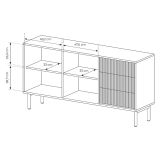 Credenza Marrone Rovere 3 Cassetti 2 Ripiani 154x40x80h cm, Apertura Battente, Scorrevole - Havazami