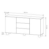 Credenza Marrone Rovere 3 Cassetti 2 Ripiani 160x38x80h cm, Apertura Battente, Scorrevole - Hamonene