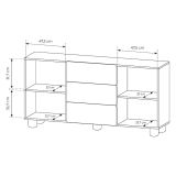 Credenza Marrone Rovere 3 Cassetti 2 Ripiani 160x38x80h cm, Apertura Battente, Scorrevole - Hamonene