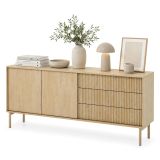 Credenza Marrone Rovere 3 Cassetti 2 Ripiani 187x40x80h cm, Apertura Battente, Scorrevole - Haza
