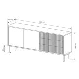 Credenza Marrone Rovere 3 Cassetti 2 Ripiani 187x40x80h cm, Apertura Battente, Scorrevole - Haza