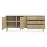 Credenza Marrone Rovere 3 Cassetti 2 Ripiani 187x40x80h cm, Apertura Battente, Scorrevole - Haza