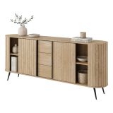 Credenza Marrone Rovere 3 Cassetti 2 Ripiani 196x40x82h cm, Apertura Scorrevole - Hanira