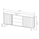 Credenza Marrone Rovere 3 Cassetti 2 Ripiani 196x40x82h cm, Apertura Scorrevole - Hanira