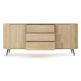 Credenza Marrone Rovere 3 Cassetti 2 Ripiani 196x40x82h cm, Apertura Scorrevole - Hanira