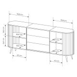 Credenza Marrone Rovere 3 Cassetti 2 Ripiani 196x40x82h cm, Apertura Scorrevole - Hanira