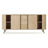 Credenza Marrone Rovere 3 Cassetti 2 Ripiani 196x40x82h cm, Apertura Scorrevole - Hanira
