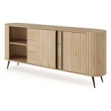 Credenza Marrone Rovere 3 Cassetti 2 Ripiani 196x40x82h cm, Apertura Scorrevole - Hanira