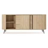 Credenza Marrone Rovere 3 Cassetti 2 Ripiani 196x40x82h cm, Apertura Scorrevole - Hanira