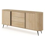 Credenza Marrone Rovere 3 Cassetti 2 Ripiani 196x40x82h cm, Apertura Scorrevole - Hanira