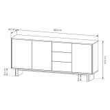 Credenza Marrone Rovere 3 Cassetti 3 Ripiani 183x38x83h cm, Apertura Battente - Hasilo
