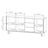 Credenza Marrone Rovere 3 Cassetti 3 Ripiani 183x38x83h cm, Apertura Battente - Hasilo