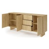 Credenza Marrone Rovere 3 Cassetti 3 Ripiani 183x38x83h cm, Apertura Battente - Hasilo
