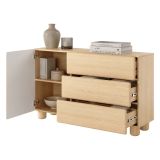 Credenza Marrone Rovere 3 Cassetti un Ripiano 130x38x80h cm, Apertura Battente, Scorrevole - Hanerito