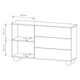 Credenza Marrone Rovere 3 Cassetti un Ripiano 130x38x80h cm, Apertura Battente, Scorrevole - Hanerito