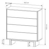 Credenza Marrone Rovere 4 Cassetti un Ripiano 94x38x104h cm, Apertura Scorrevole - Hasavato