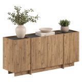 Credenza Marrone Rovere 4 Ripiani 4 Ante 180x45x80h cm, 8 Vani - Nolova