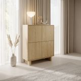 Credenza Marrone Rovere 4 Ripiani Apertura Battente 104x38x124h cm, 4 Ante - Hasareti