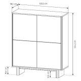 Credenza Marrone Rovere 4 Ripiani Apertura Battente 104x38x124h cm, 4 Ante - Hasareti