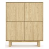Credenza Marrone Rovere 4 Ripiani Apertura Battente 104x38x124h cm, 4 Ante - Hasareti