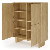Credenza Marrone Rovere 4 Ripiani Apertura Battente 104x38x124h cm, 4 Ante - Hasareti