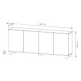 Credenza Marrone Rovere 4 Ripiani Apertura Battente 200x38x80h cm, 4 Ante - Hamomole