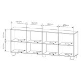 Credenza Marrone Rovere 4 Ripiani Apertura Battente 200x38x80h cm, 4 Ante - Hamomole
