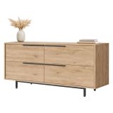 Credenza Marrone Rovere 4 Vani 4 Ante 160x45x74h cm, Apertura a Ribalta - Follo
