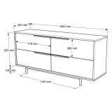 Credenza Marrone Rovere 4 Vani 4 Ante 160x45x74h cm, Apertura a Ribalta - Follo