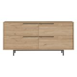 Credenza Marrone Rovere 4 Vani 4 Ante 160x45x74h cm, Apertura a Ribalta - Follo