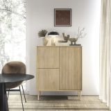 Credenza Marrone Rovere 5 Ripiani Apertura Battente 104x40x122h cm, 3 Ante - Hatote