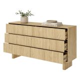 Credenza Marrone Rovere 6 Cassetti un Ripiano 154x38x83h cm, Apertura Scorrevole - Hasimi