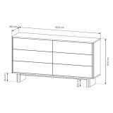 Credenza Marrone Rovere 6 Cassetti un Ripiano 154x38x83h cm, Apertura Scorrevole - Hasimi
