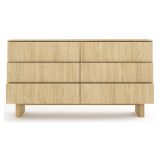 Credenza Marrone Rovere 6 Cassetti un Ripiano 154x38x83h cm, Apertura Scorrevole - Hasimi
