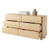 Credenza Marrone Rovere 6 Cassetti un Ripiano 160x38x80h cm, Apertura Scorrevole - Hana