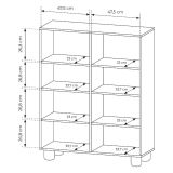 Credenza Marrone Rovere 6 Ripiani Apertura Battente 100x38x125h cm, 4 Ante - Hamola