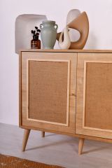 Credenza Marrone Rovere Apertura Battente 4 Ante 180x41x81h cm, Chiusura Battente - Mascali