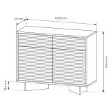 Credenza Marrone Rovere Beige 2 Cassetti 2 Ripiani 104x40x84h cm, Apertura Battente, Scorrevole - Hateva